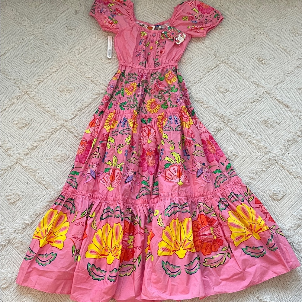 New Farm Rio x Anthropologie Tiered Puff Sleeve Midi Dress - Picture 4 of 7
